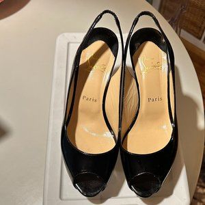 Christian Louboutin Patent Platform Peeptoe Slingback